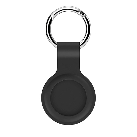 Силиконовый чехол с карабином для AirTag, черный