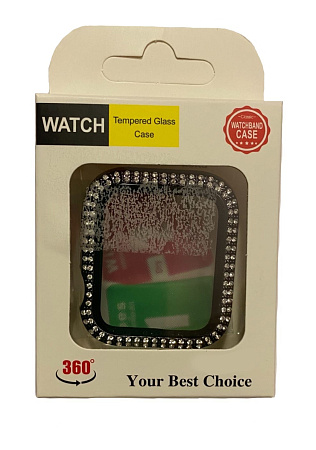 Защитное стекло на Apple Watch, 42mm, со стразами, синий