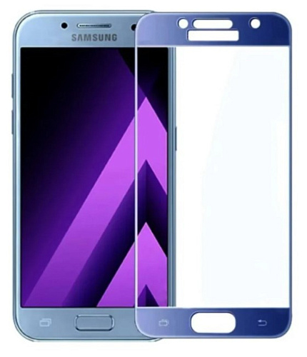 Защитное стекло на Samsung A720F, Galaxy A7 (2017), Silk Screen 2.5D, синий, X-CASE