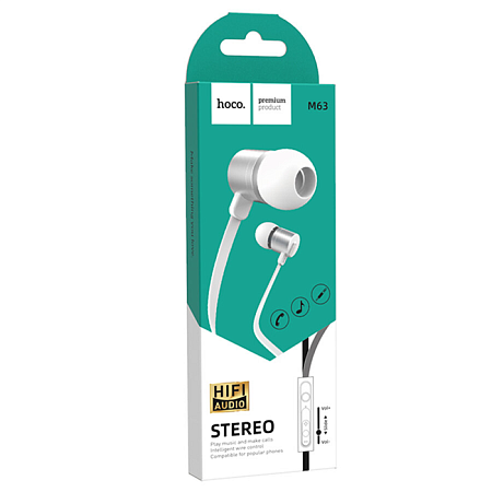 Проводные наушники M63 Ancient sound earphones with mic, HOCO, белые