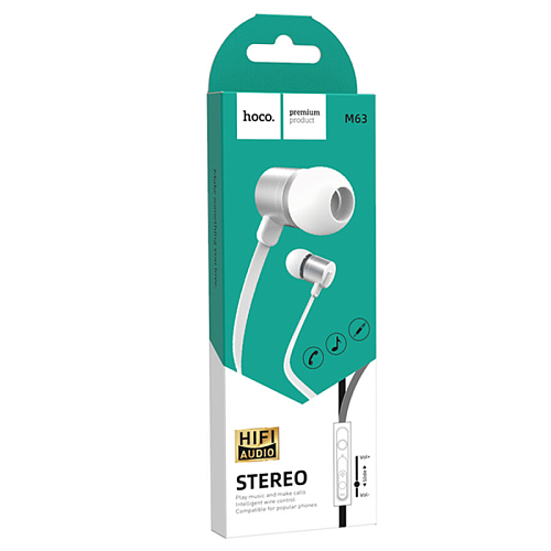 Проводные наушники M63 Ancient sound earphones with mic, HOCO, белые