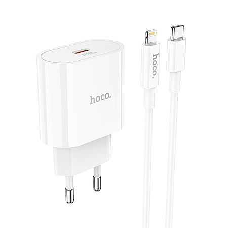 Сетевое зарядное устройство, 1 PD 20W (C94A), HOCO, Type-C to Lightning, белый