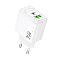 Сетевое зарядное устройство, 1 PD 30W + 1 USB 3.0 QC (CS55A), HOCO, белый