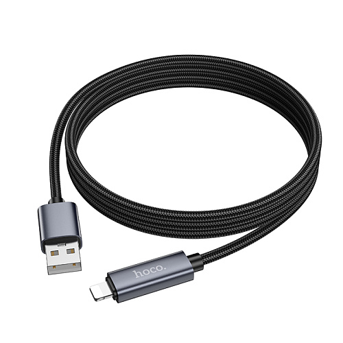 USB дата кабель Lightning, HOCO, X112, 1M, с дисплеем, черный