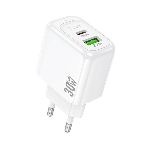 Сетевое зарядное устройство, 1 PD 30W + 1 USB 3.0 QC (CS55A), HOCO, белый