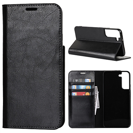 Чехол-книжка для Samsung Galaxy S22, боковой, экокожа, черный