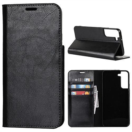 Чехол-книжка для Samsung Galaxy S22, боковой, экокожа, черный