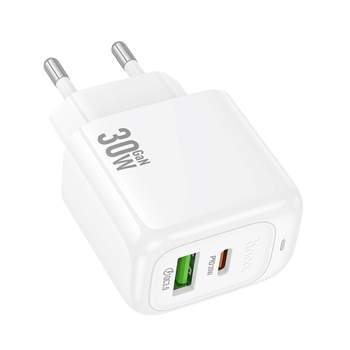 Сетевое зарядное устройство, 1 PD 30W + 1 USB 3.0 QC (CS55A), HOCO, белый
