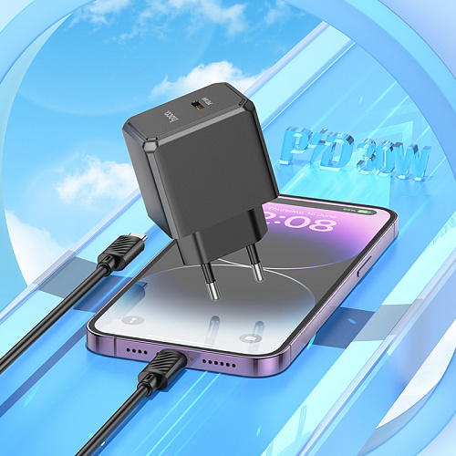 Сетевое зарядное устройство, 1 PD 30W (CS15A), HOCO, Type-C to Lightning, черный