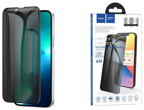 Защитное стекло на iPhone 13 mini (5.4) A25, HOCO, Full-screen anti-drop and privacy-proof tempered film, черное