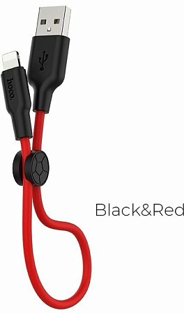 USB дата кабель Lightning, HOCO, X21 Plus, 0.25м, силиконовый, черно-красный