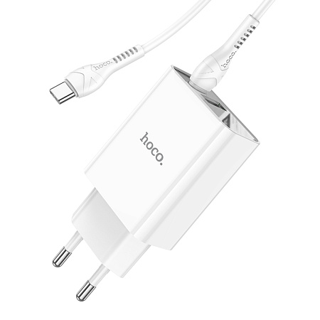 Сетевое зарядное устройство, 1 PD 20W + 1 USB 3.0 QC (C100A), HOCO, Type-C to Type-C, белый