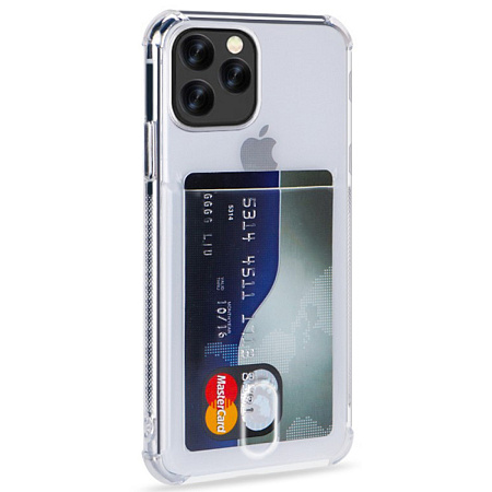 Чехол силиконовый для iPhone 15 Pro Max (6.7), с карманом для карты, X-CASE, прозрачный