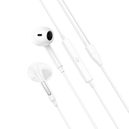 Проводные наушники M92, Plumelet wire-controlled earphones with mic, HOCO, белые