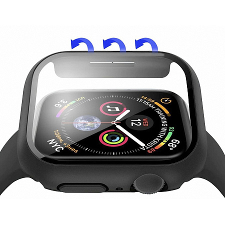 Защитное стекло с чехлом для Apple Watch 40mm, ударопрочный, цвет черный