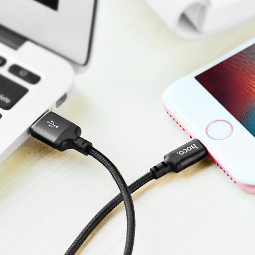 USB дата кабель Lightning, HOCO, X14, 2М, черный