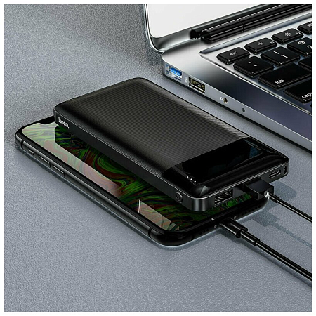 Универсальный Доп. Аккумулятор 20000mAh, J72A, HOCO, 2 USB (5V/2.0A), черный