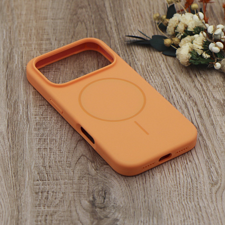 Чехол-накладка для iPhone 17 Pro, Silicon Case, магнитный (MagSafe), без лого, X-CASE, оранжевый