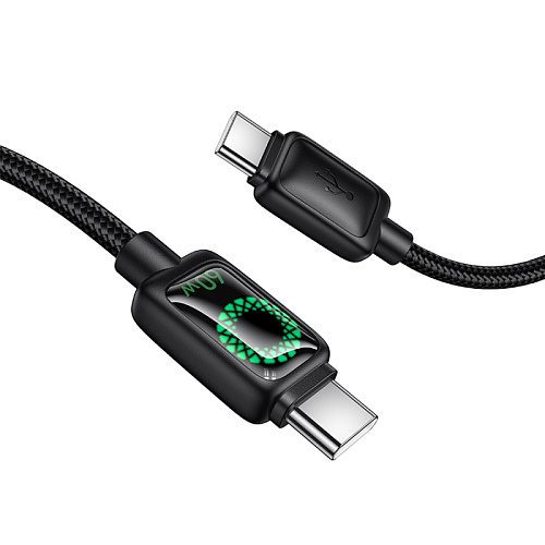 Кабель Type-C на Type-C, HOCO, U146, с индикацией, 1.2 метра, 60W, цвет черный