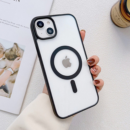 Чехол силиконовый для iPhone 15 (6.1), Магнитный (MagSafe), X-CASE, черный