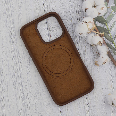 Чехол-накладка для iPhone 16 Pro, Silicon Case, магнитный (MagSafe), без лого, X-CASE, коричневый