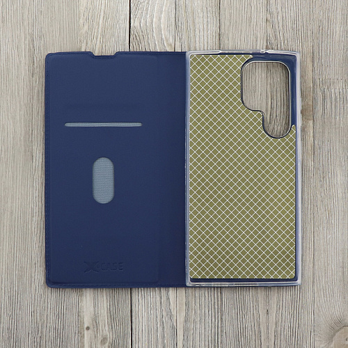 Чехол-книжка для Samsung Galaxy S22 Ultra, X-CASE, боковой, синий