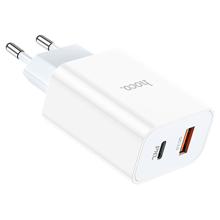 Сетевое зарядное устройство, 1 PD 20W + 1 USB 3.0 QC (C97A), HOCO, белый
