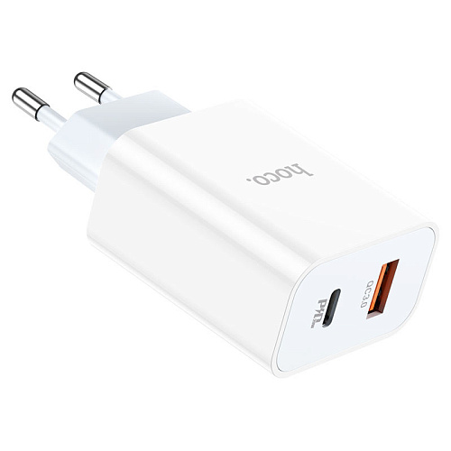 Сетевое зарядное устройство, 1 PD 20W + 1 USB 3.0 QC (C97A), HOCO, белый