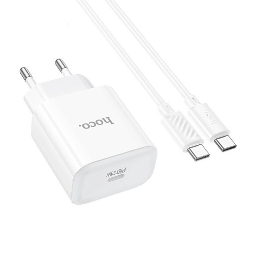 Сетевое зарядное устройство, 1 PD 30W (C76A Pro), HOCO, Type-C to Type-C, белый