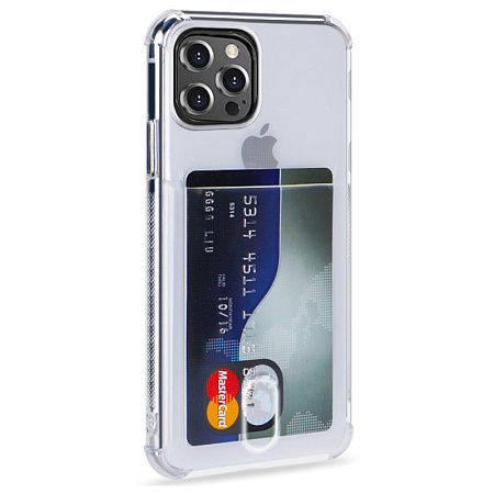 Чехол силиконовый для iPhone 13 Pro (6.1), с карманом для карт, X-CASE, прозрачный