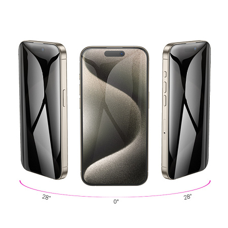 Защитное стекло для iPhone 15 Pro Max, A38, HOCO, 360-degree Privacy, черное