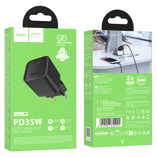 Сетевое зарядное устройство, 1 PD 35W (N66), HOCO, цвет черный