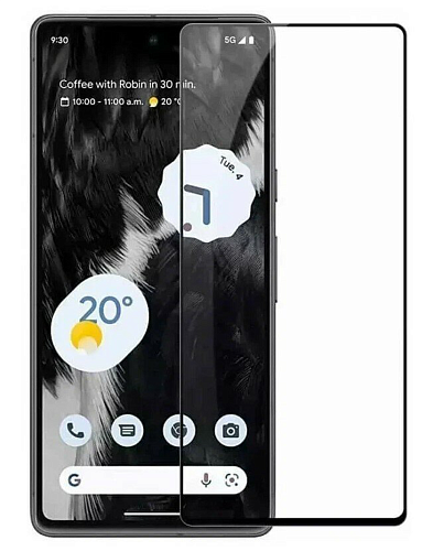 Защитное стекло на Google Pixel 7, прозрачное с черной рамкой, X-CASE