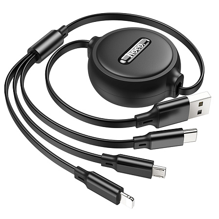 USB дата кабель Lightning+Micro+Type-C, X75, HOCO, черный