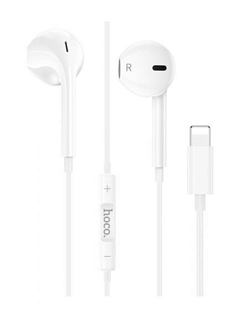 Проводные наушники M80, Lightning Original series earphones, HOCO, с микрофоном, белые