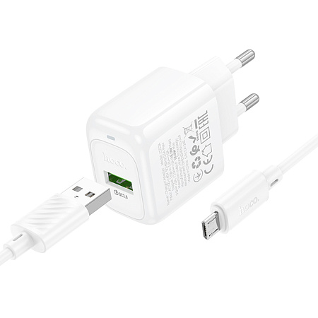 Сетевое зарядное устройство, 1 USB 3.0 QC (CS52A), HOCO, Micro, белый