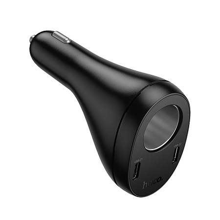 Разветвитель прикуривателя на 2 PD +1 USB +1 прикуриватель, Z61, с дисплеем, черный