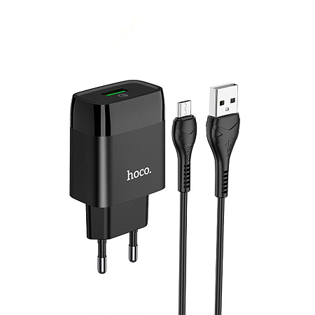 Сетевое зарядное устройство, 1 USB 3.0A (C72Q), HOCO, Micro, черный