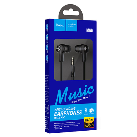 Проводные наушники M66 Passion in-line control eaphones, HOCO черные