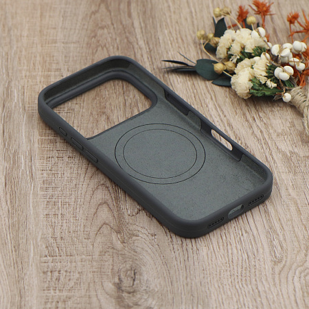 Чехол-накладка для iPhone 17 Pro Max, Silicon Case, магнитный (MagSafe), с дизайном, без лого, X-CASE, угольно-серый