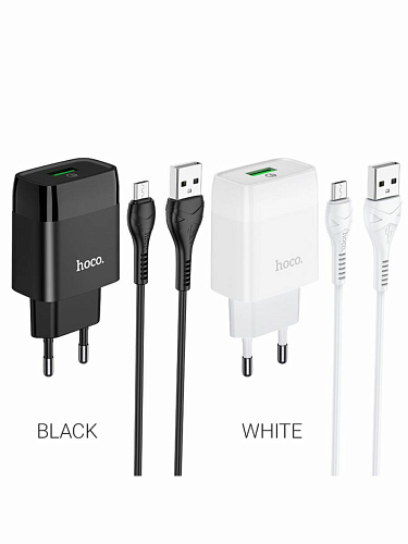 Сетевое зарядное устройство, 1 USB 3.0A (C72Q), HOCO, Type-C, черный