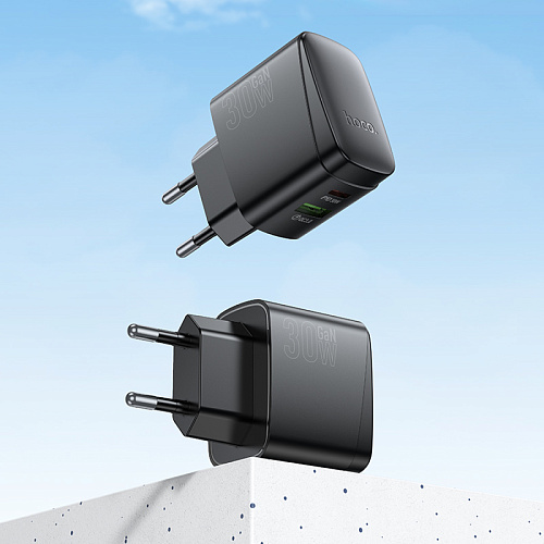 Сетевое зарядное устройство, 1 PD 30W + 1 USB 3.0 QC (CS61A), HOCO, черный