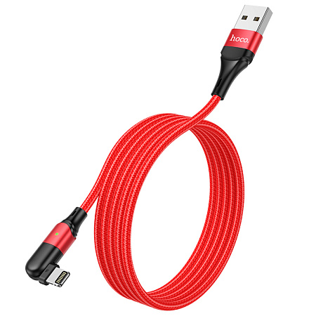 USB дата кабель Lightning, HOCO, U100, Разъем можно поворачивать на 180°, красный