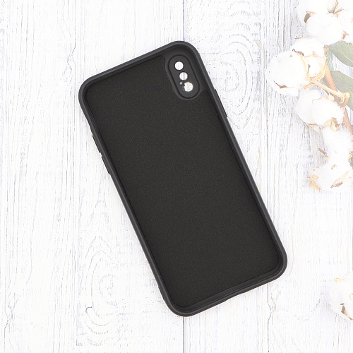 Чехол силиконовый для iPhone X/XS, с микрофиброй внутри, с защитой камеры, X-CASE, черный
