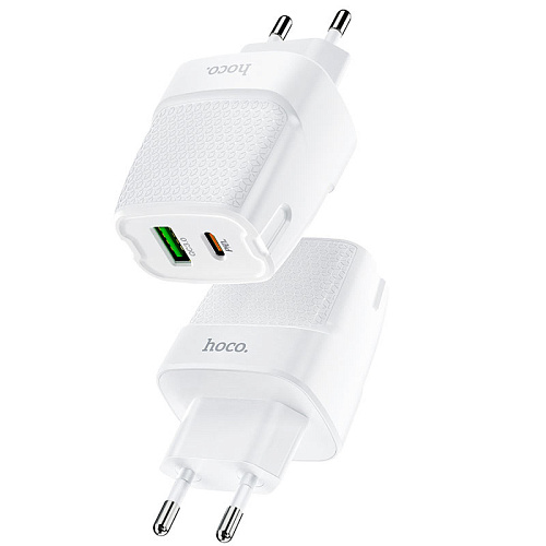 Сетевое зарядное устройство, 1 PD 20W + 1 USB 3.0 QC (C85A), HOCO, белый