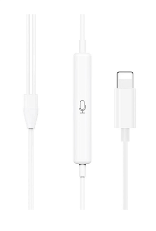 Проводные наушники M80, Lightning Original series earphones, HOCO, с микрофоном, белые