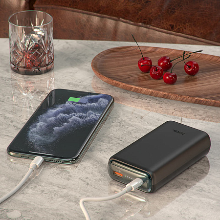 Универсальный Доп. Аккумулятор 20000mAh, Q1A, HOCO, выход 1 USB (22.5W), 1 PD (20W), вход Type-C, черный