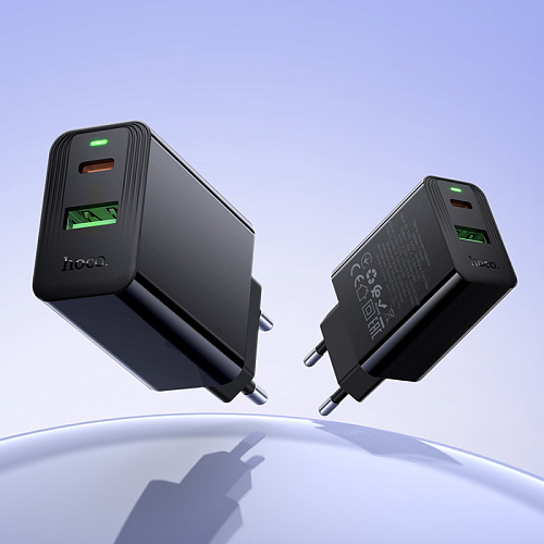 Сетевое зарядное устройство, 1 PD 20W + 1 USB 3.0 QC (CS94A), HOCO, черный