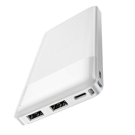 Универсальный Доп. Аккумулятор 10000mAh, J72, HOCO, 2 USB (5V/2.0A), белый