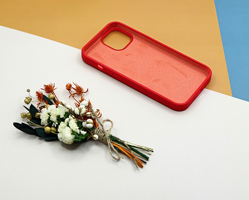 Чехол-накладка для iPhone 14, Silicon Case, без лого, красный